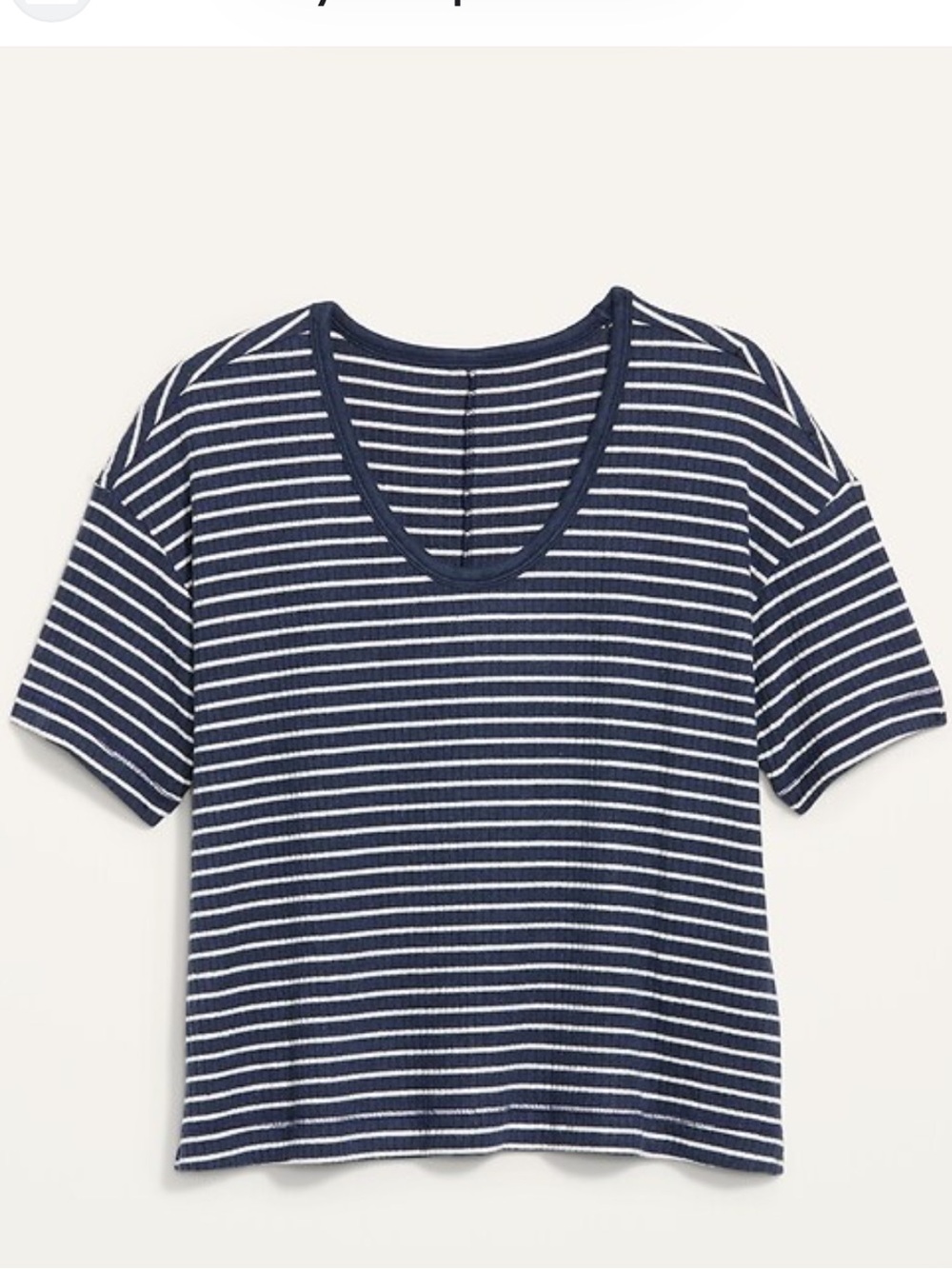 Old Navy Cozy Rib Knit Easy T-shirt Striped Navy White Scoop Neck Women's Top